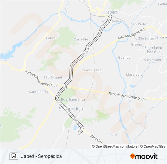 Mapa da linha 114I de ônibus