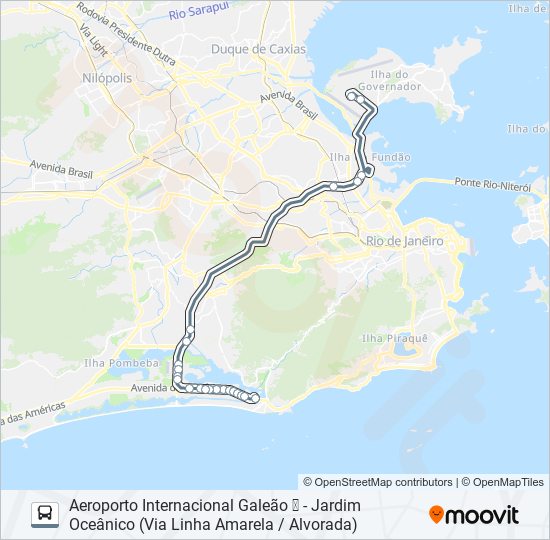 Mapa da linha 2918 de ônibus