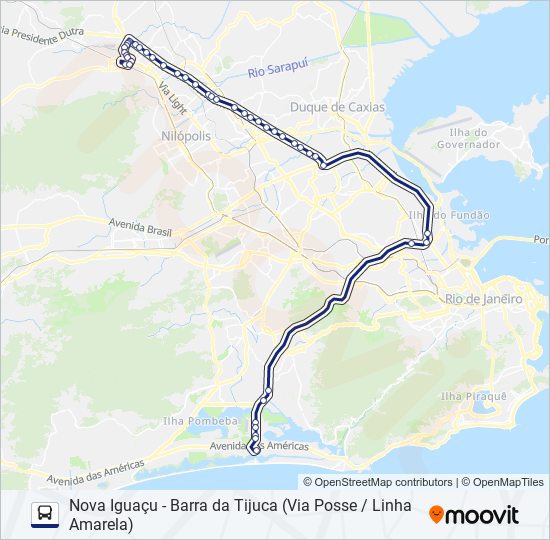 Mapa da linha 405T de ônibus
