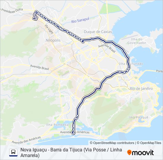 Mapa da linha 405T de ônibus