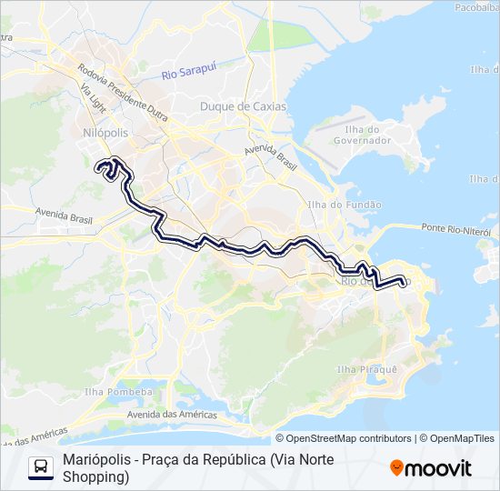 Mapa da linha 624SN de ônibus