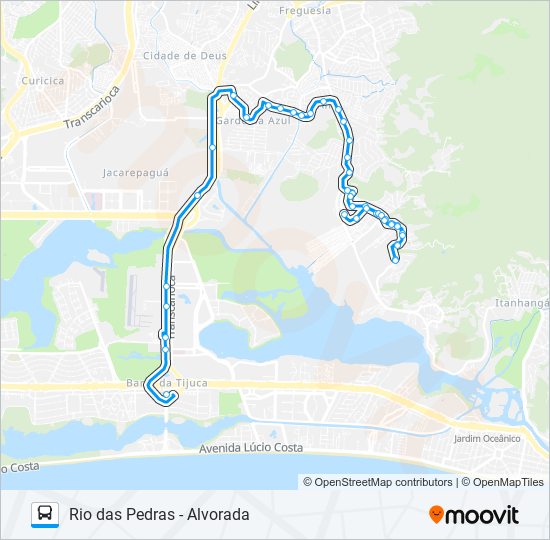 Mapa da linha 880SN de ônibus