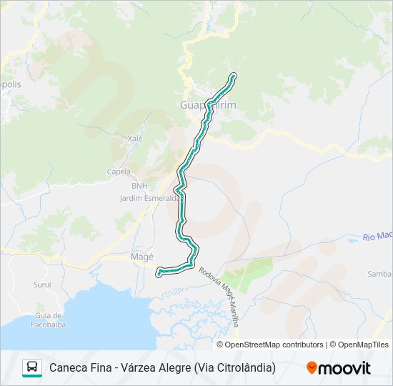 Mapa da linha  1 de ônibus