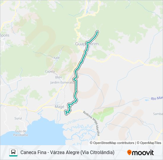 Mapa da linha  1 de ônibus