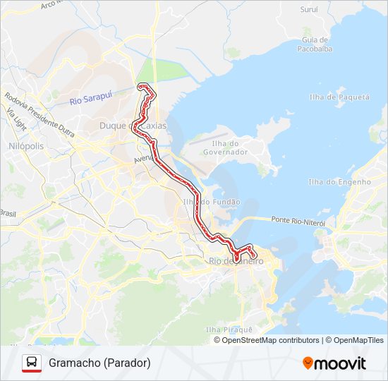 Mapa da linha 102C de ônibus