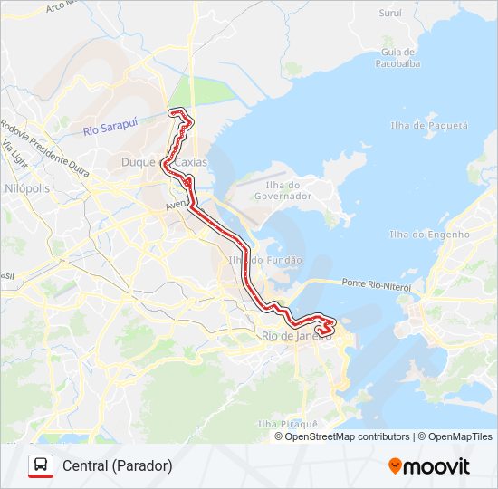 Mapa da linha 102C de ônibus
