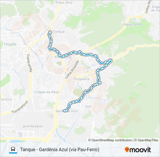 Mapa da linha 932 de ônibus