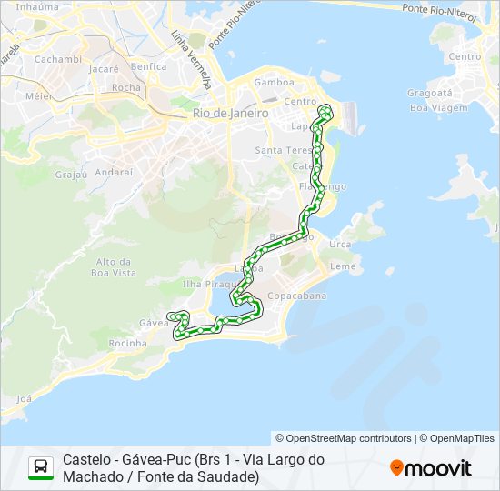 Mapa da linha 157 de ônibus