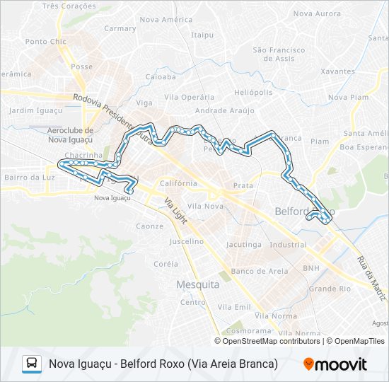 Mapa da linha 200I de ônibus