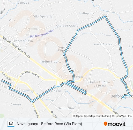 Mapa da linha 205I de ônibus