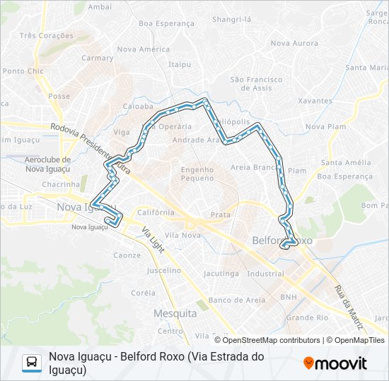 Mapa da linha 206I de ônibus