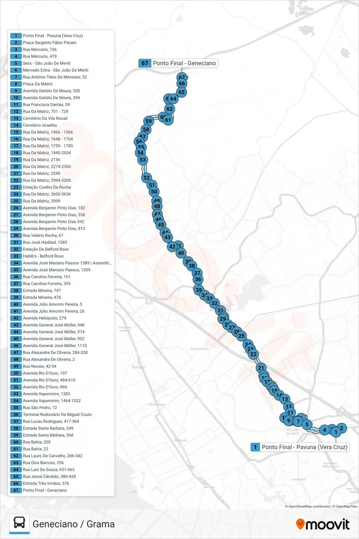 422I bus Line (Geneciano / Grama) route and stops on a map
