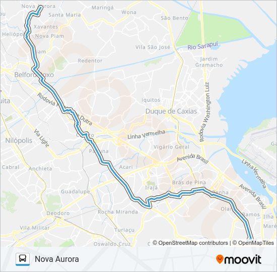 Mapa da linha 428L de ônibus