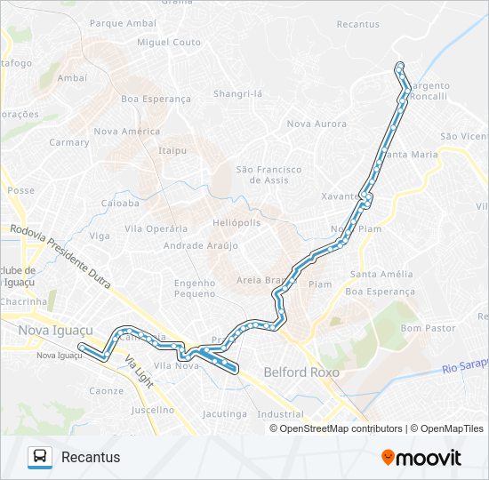 Mapa da linha 535I de ônibus