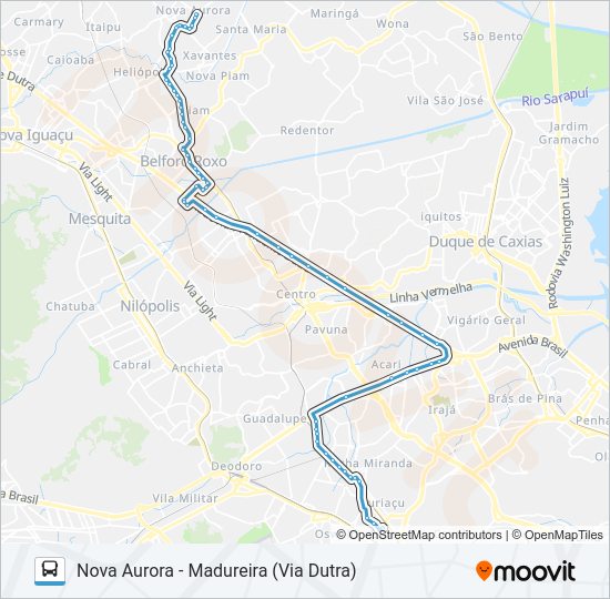 Mapa da linha 800L de ônibus