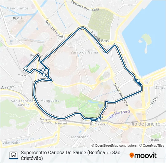 BENFICA - SÃO CRISTÓVÃO (VIA T. GENTILEZA) Bus Line Map