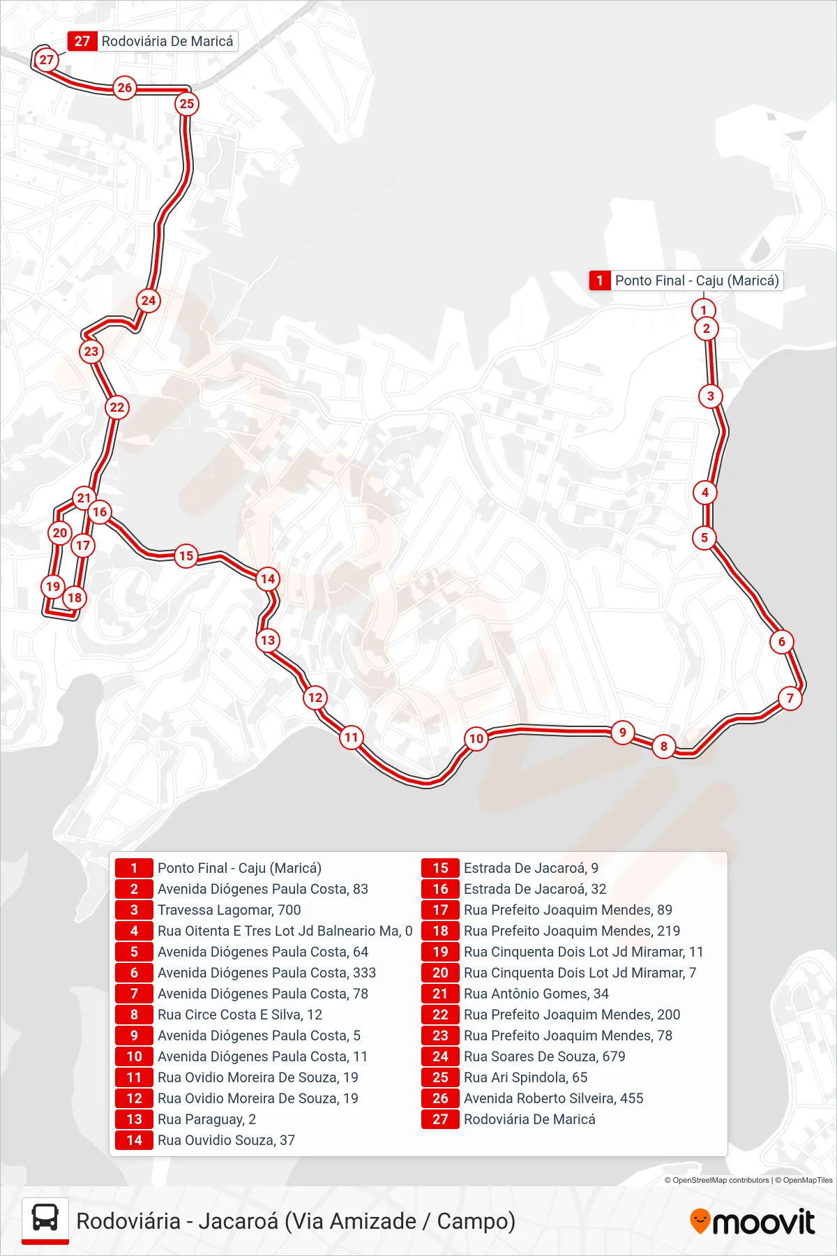 Rota e paradas da linha de ônibus E08A (Rodoviária) no mapa
