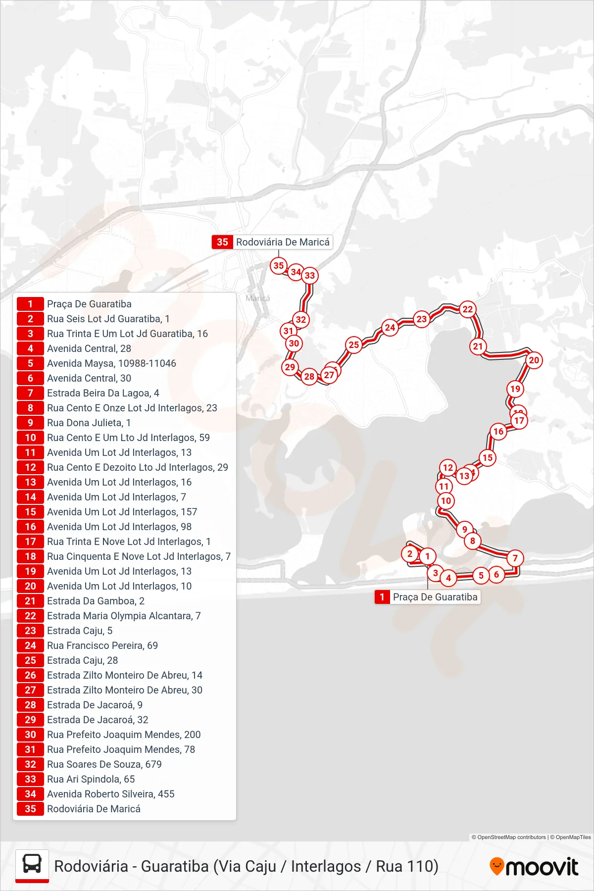 Rota e paradas da linha de ônibus E09A (Rodoviária (Via Ponte Preta)) no mapa
