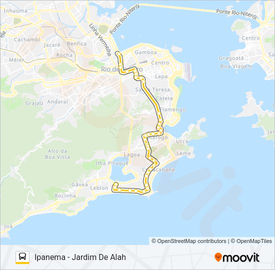 Mapa da linha 108 de ônibus