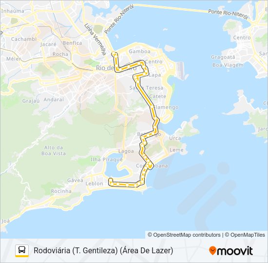 Mapa da linha 108 de ônibus