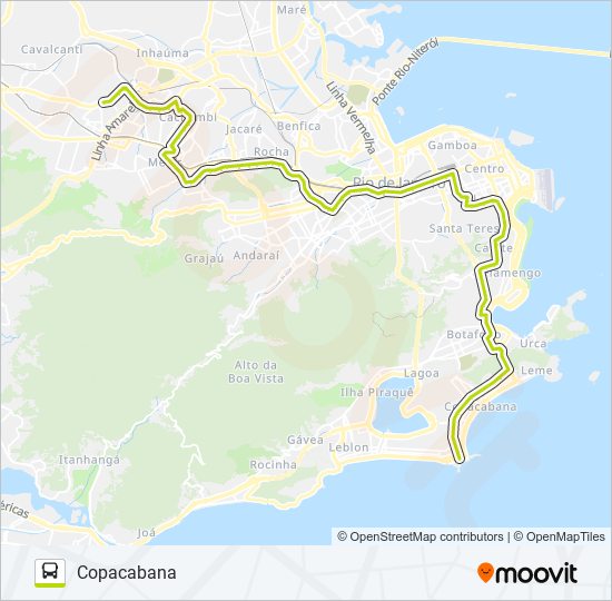 Mapa da linha 457SN de ônibus