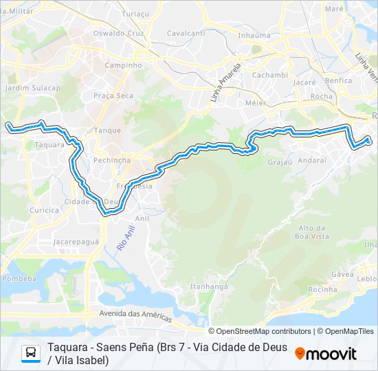 Mapa da linha 600SN de ônibus