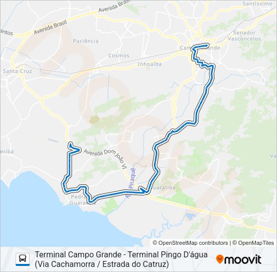 Mapa da linha 857 de ônibus