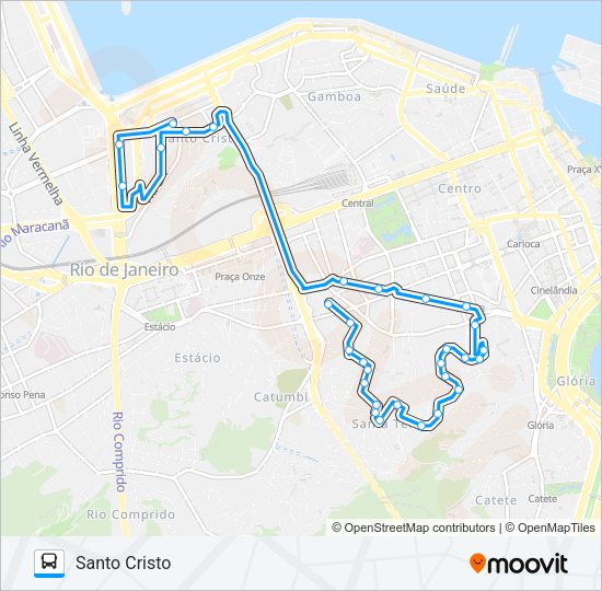 Mapa da linha 013 de ônibus