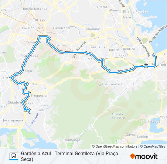 Mapa da linha 353 de ônibus