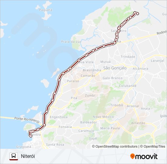 Mapa da linha 3400 de ônibus