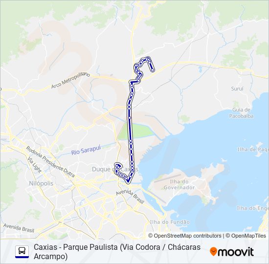 Mapa da linha 70 de ônibus