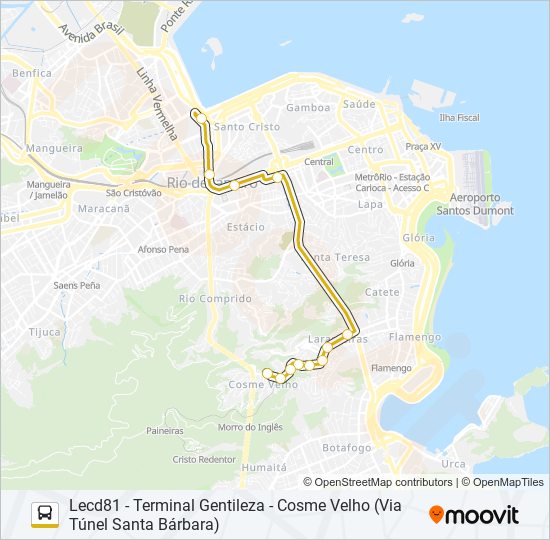 Mapa da linha 165 de ônibus