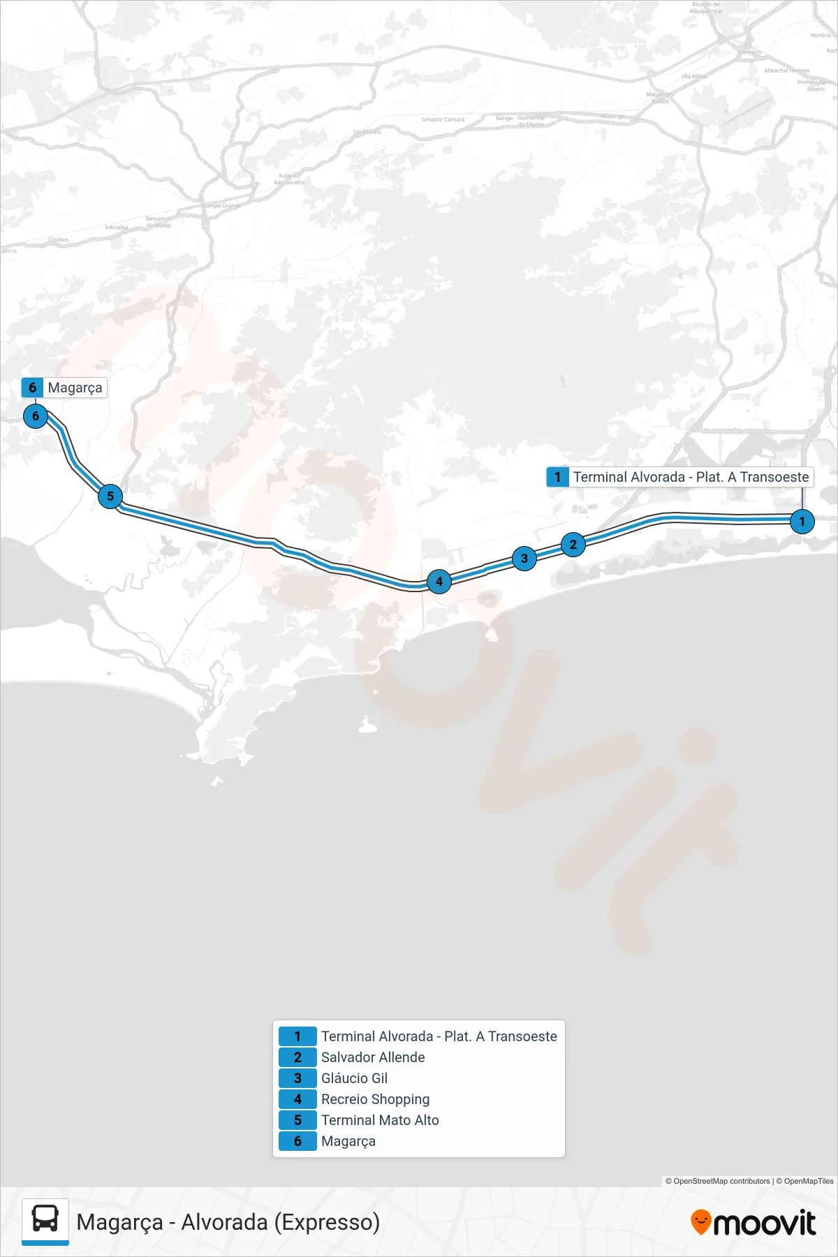 Rota e paradas da linha de ônibus  16  (Magarça) no mapa