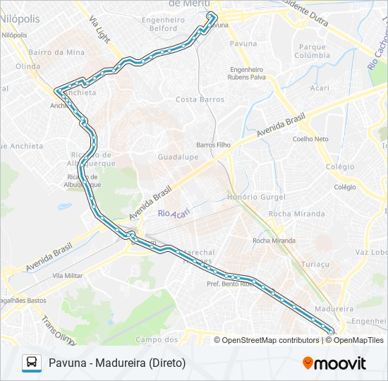 Mapa da linha 779SN de ônibus