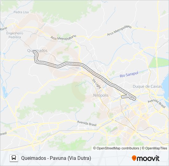 Mapa da linha 710I de Bus