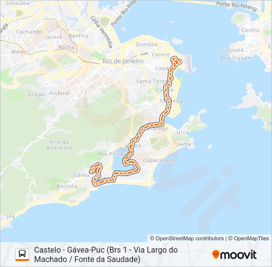 Mapa da linha 157 de ônibus