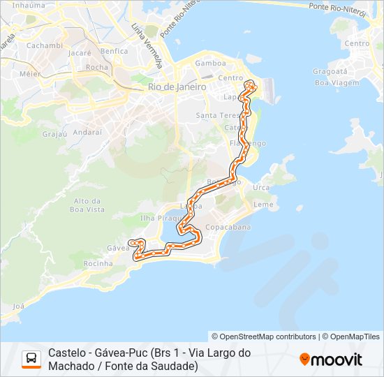 Mapa da linha 157 de ônibus