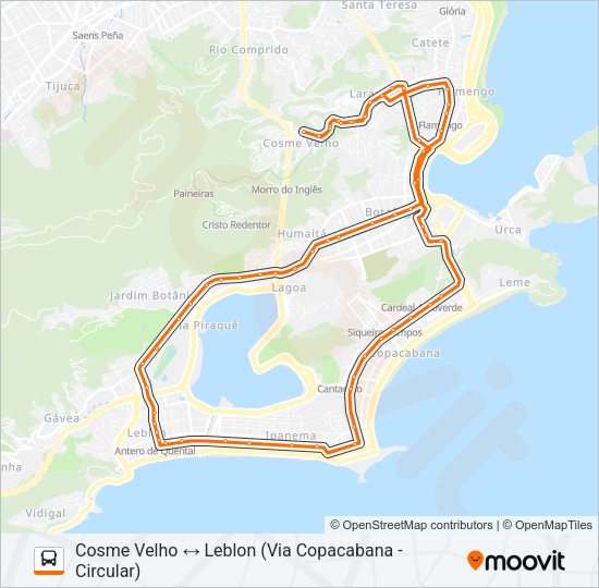 Rota da linha 584: horários, paradas e mapas - Cosme Velho ↔ Leblon ...