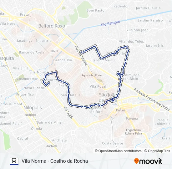 VILA NORMA - COELHO DA ROCHA Bus Line Map