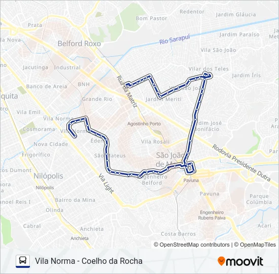 VILA NORMA - COELHO DA ROCHA Bus Line Map