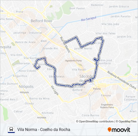 Mapa de VILA NORMA - COELHO DA ROCHA de autobús