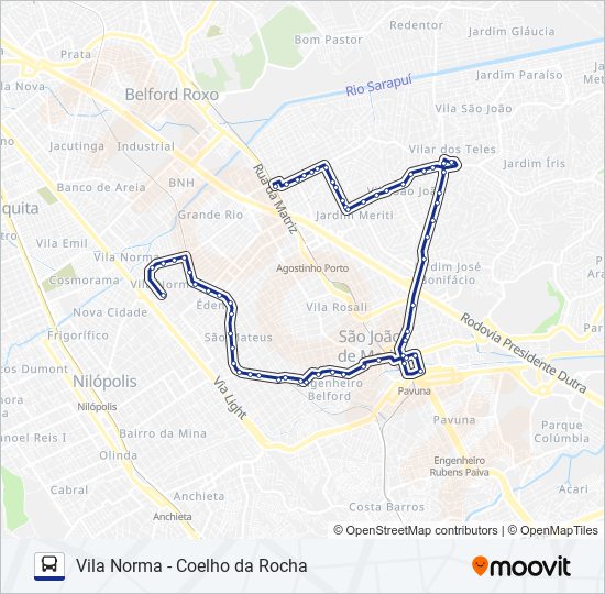 Mapa da linha VILA NORMA - COELHO DA ROCHA de ônibus