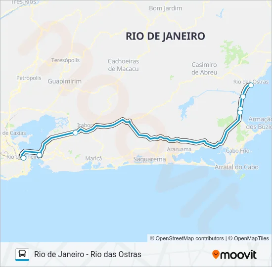 RIO DE JANEIRO - RIO DAS OSTRAS Bus Line Map