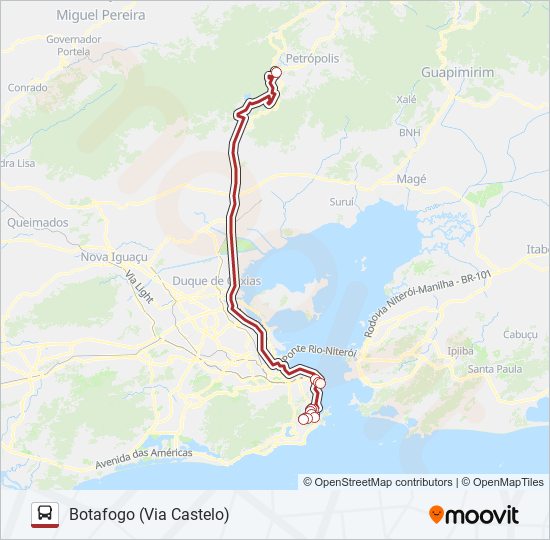 Mapa de PETRÓPOLIS - CASTELO de autobús