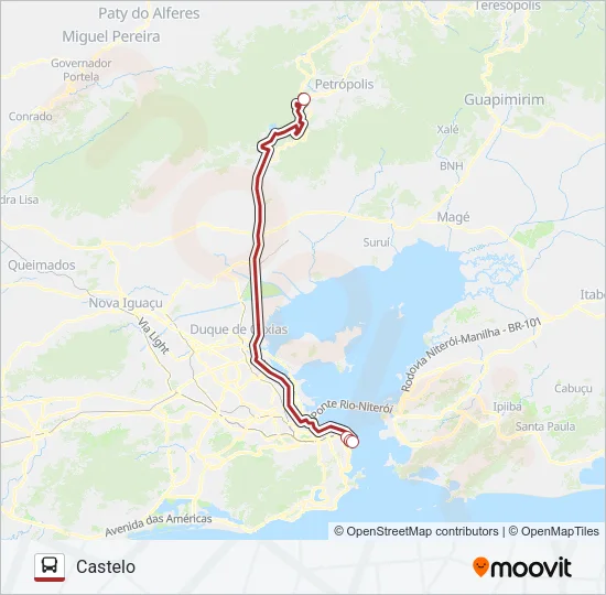 PETRÓPOLIS - CASTELO Bus Line Map