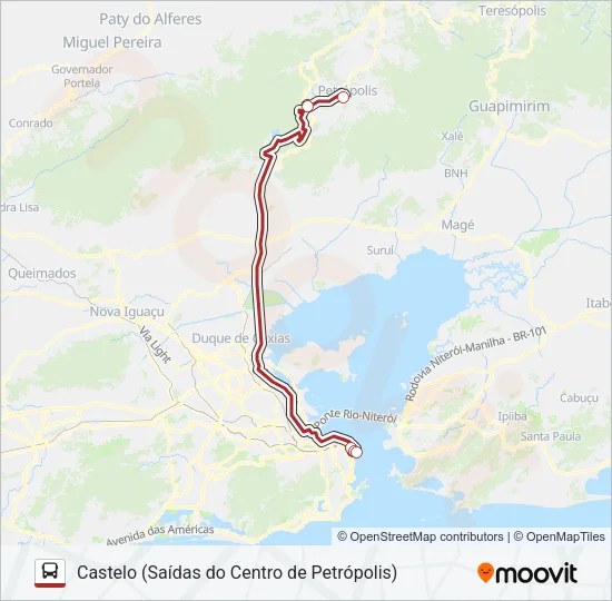 PETRÓPOLIS - CASTELO Bus Line Map