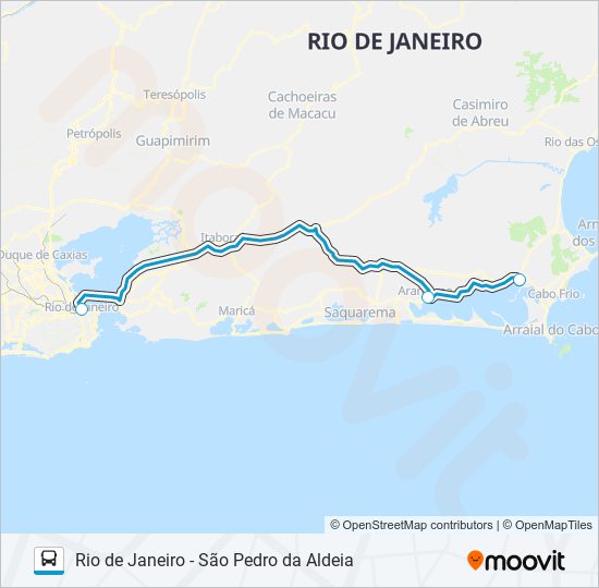 Mapa da linha RIO DE JANEIRO - SÃO PEDRO DA ALDEIA de ônibus