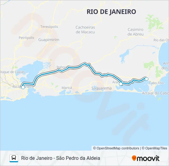 RIO DE JANEIRO - SÃO PEDRO DA ALDEIA Bus Line Map