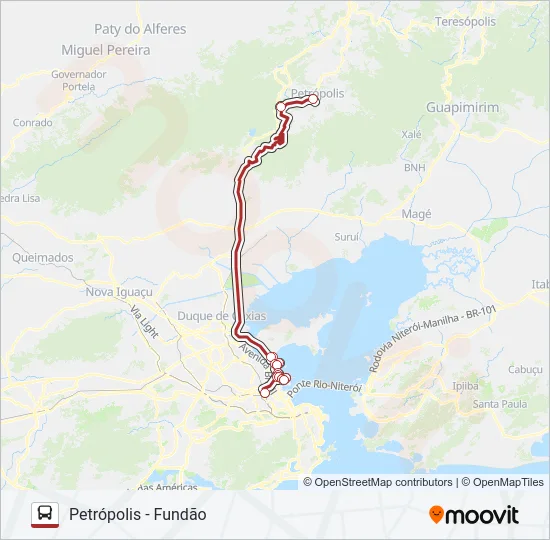 PETRÓPOLIS - FUNDÃO Bus Line Map