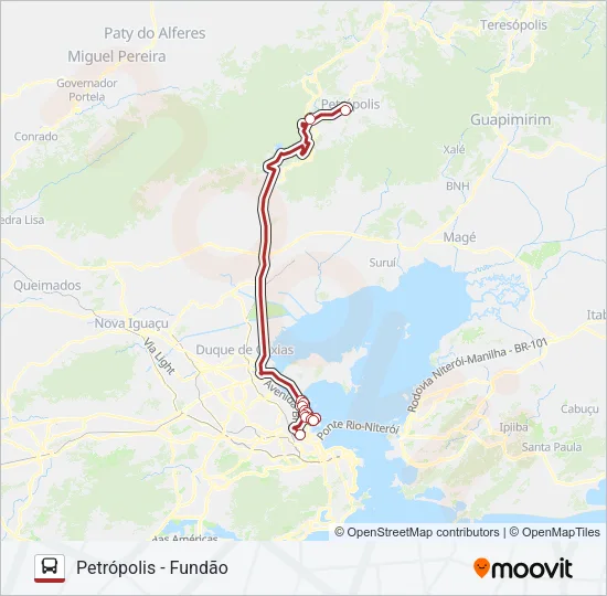 PETRÓPOLIS - FUNDÃO Bus Line Map